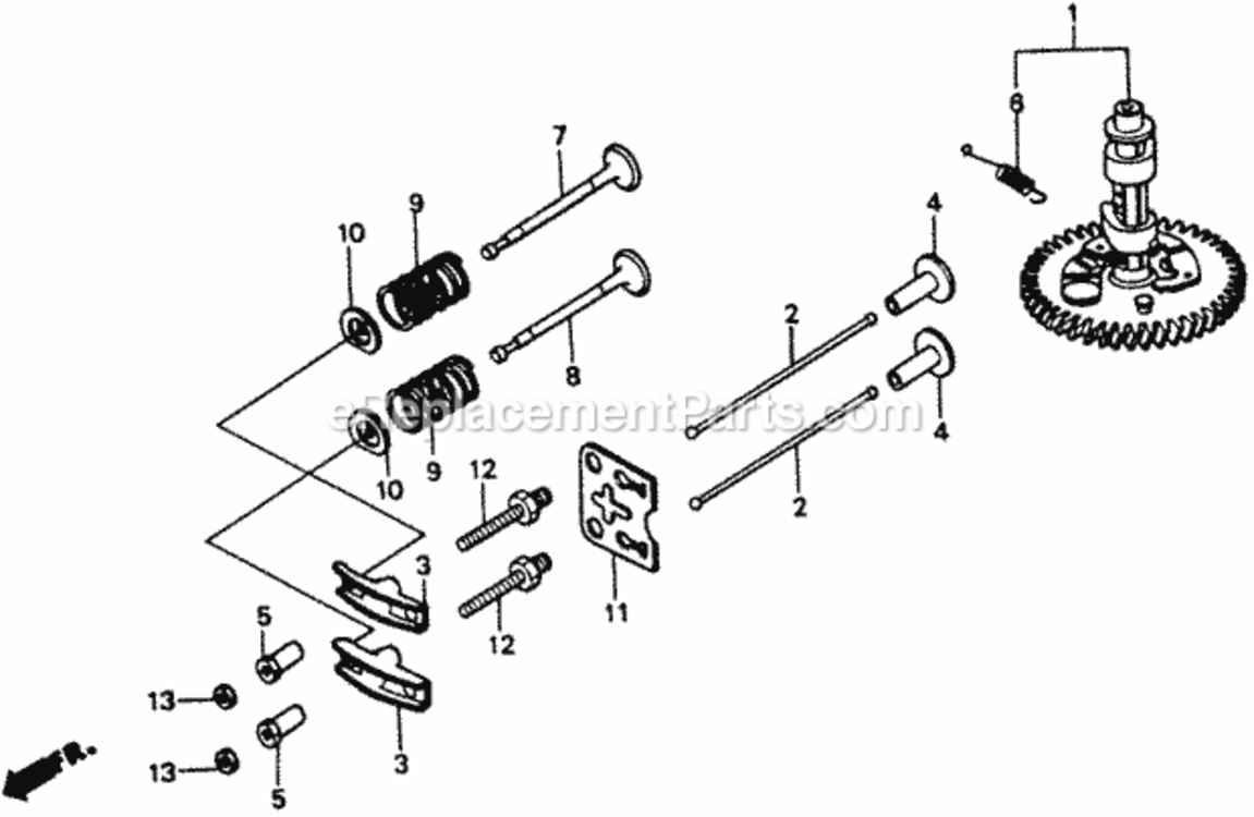 Camshaft Diagram and Parts List for Type SXA#VIN# MACR-6000001 Honda Lawn Mower