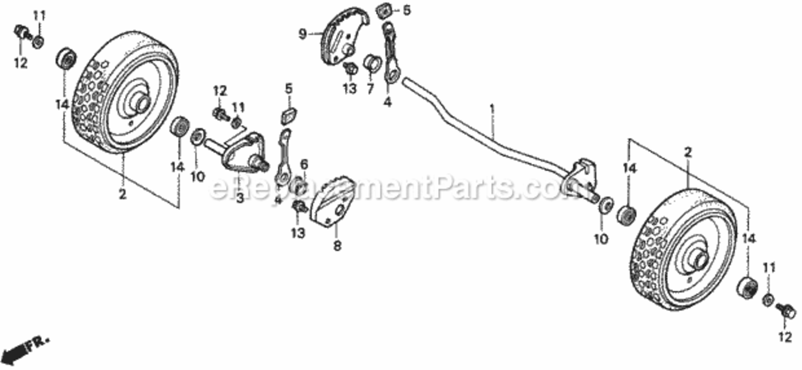 Front Wheels Diagram and Parts List for Type SXAVIN# MACR-5000001 Honda Lawn Mower
