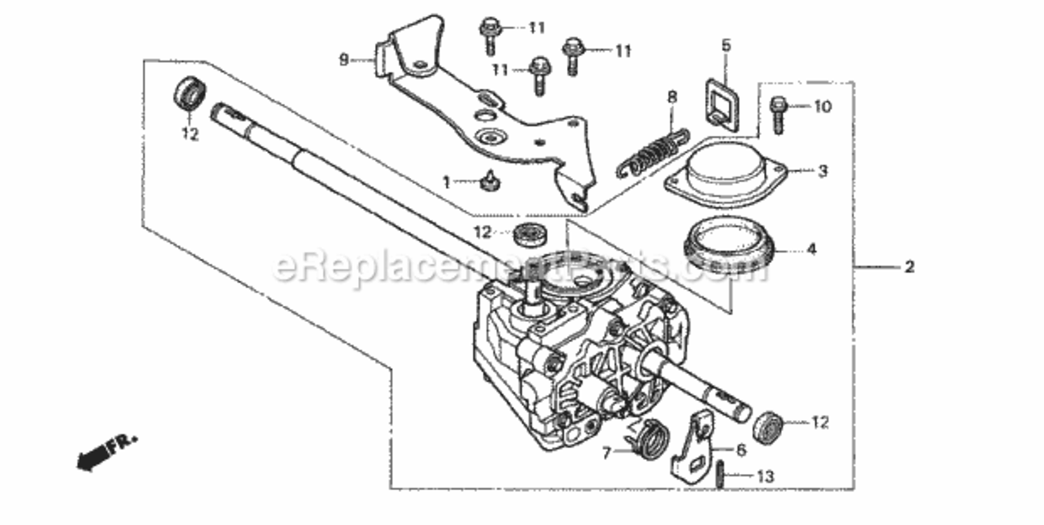 Transmission Diagram and Parts List for Type HXAVIN# MAEA-1000001 Honda Lawn Mower