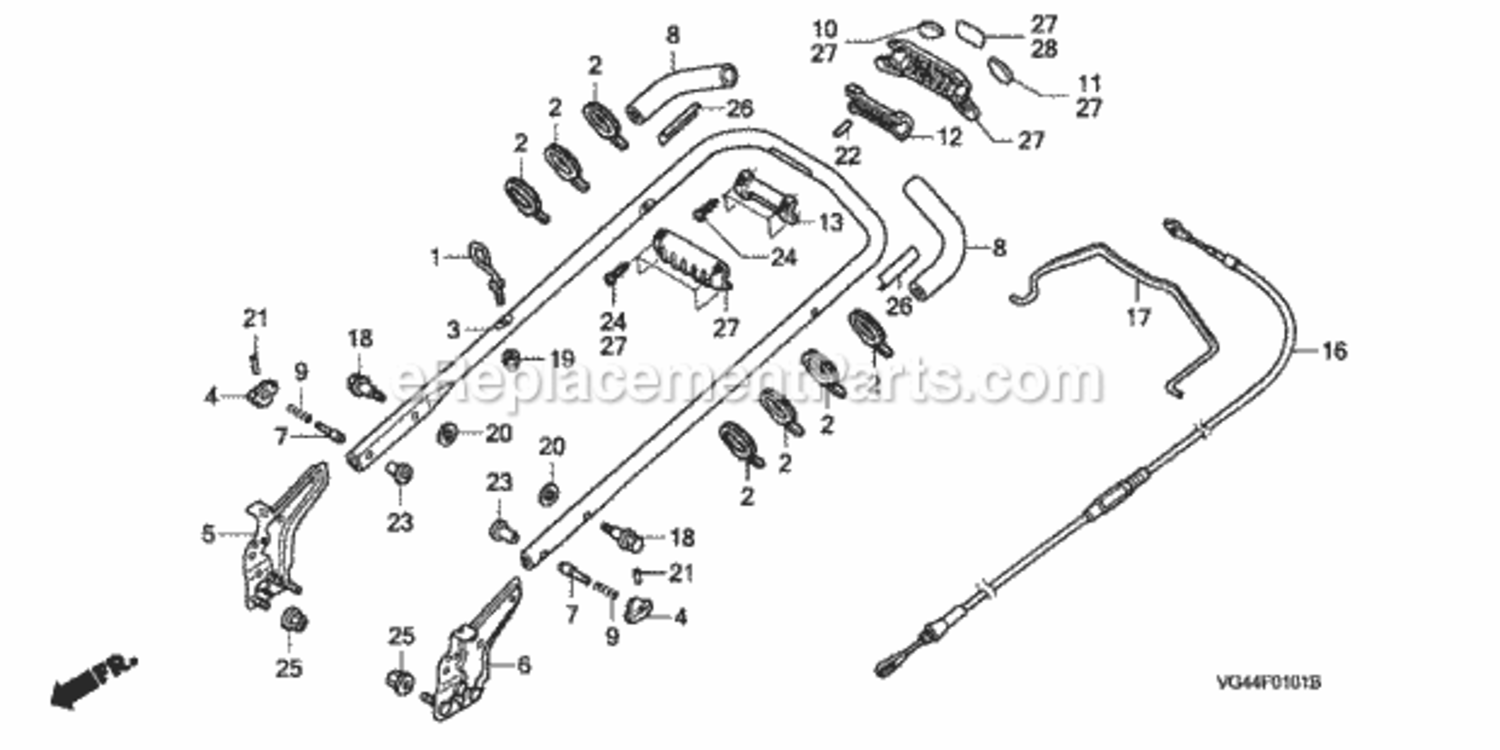 Part Location Diagram of 53367-VL0-B00 Honda Spring, Handle Adjusting