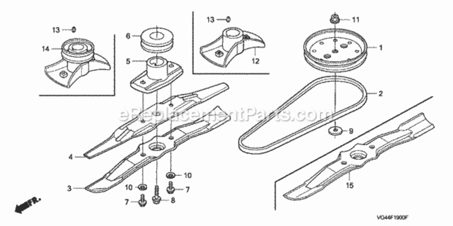 Rotary Blade 1 Diagram and Parts List for HRR216 Type PDAVIN# MZCG-6000001 to MZCG-6152286 Honda Lawn Mower