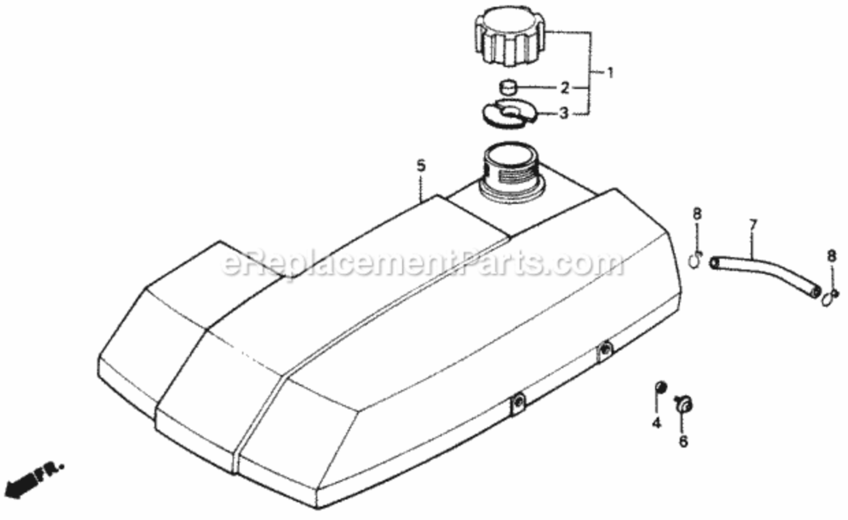 Fuel Tank And Gasket Kit Diagram and Parts List for Type PVAVIN# VA2-6000001 Honda Lawn Mower