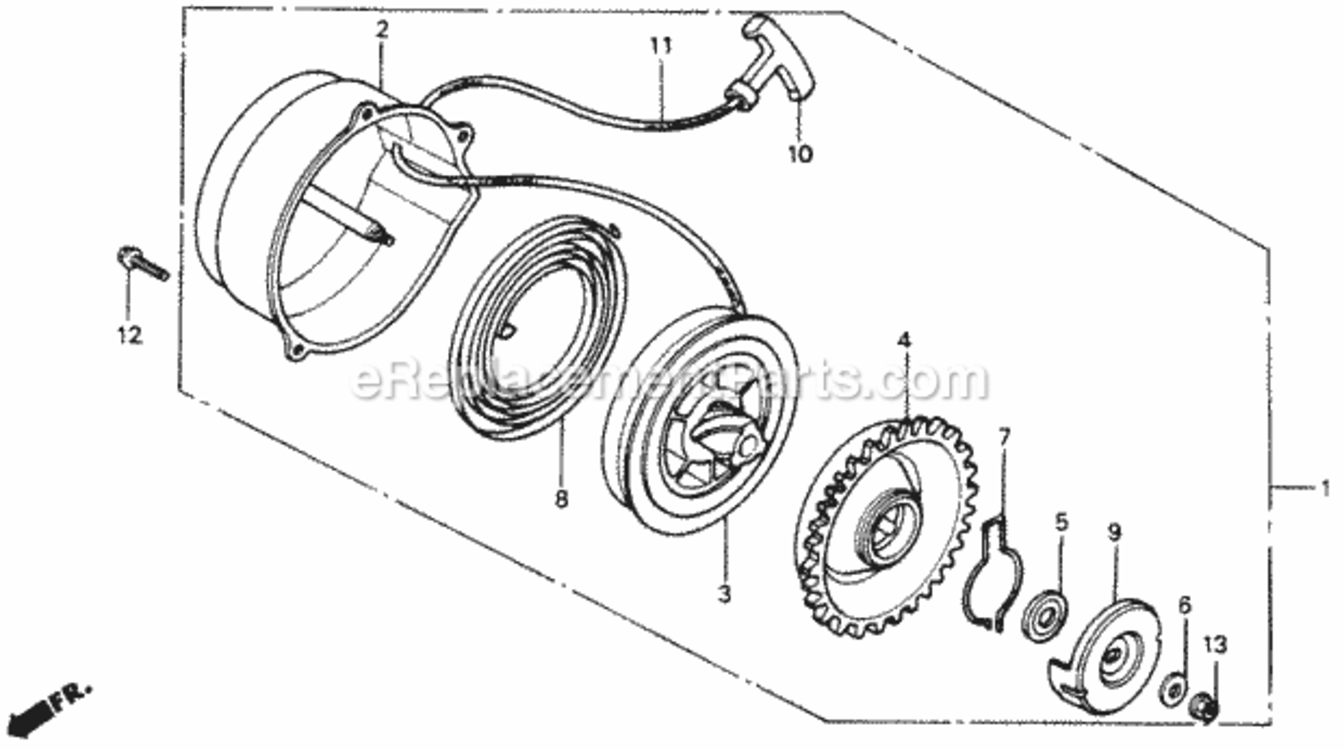 Recoil Starter Diagram and Parts List for Type PVAVIN# VA2-6000001 Honda Lawn Mower