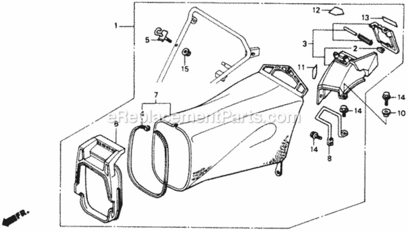 Grass Bag Diagram and Parts List for Type SAVIN# VA2-6000001 Honda Lawn Mower