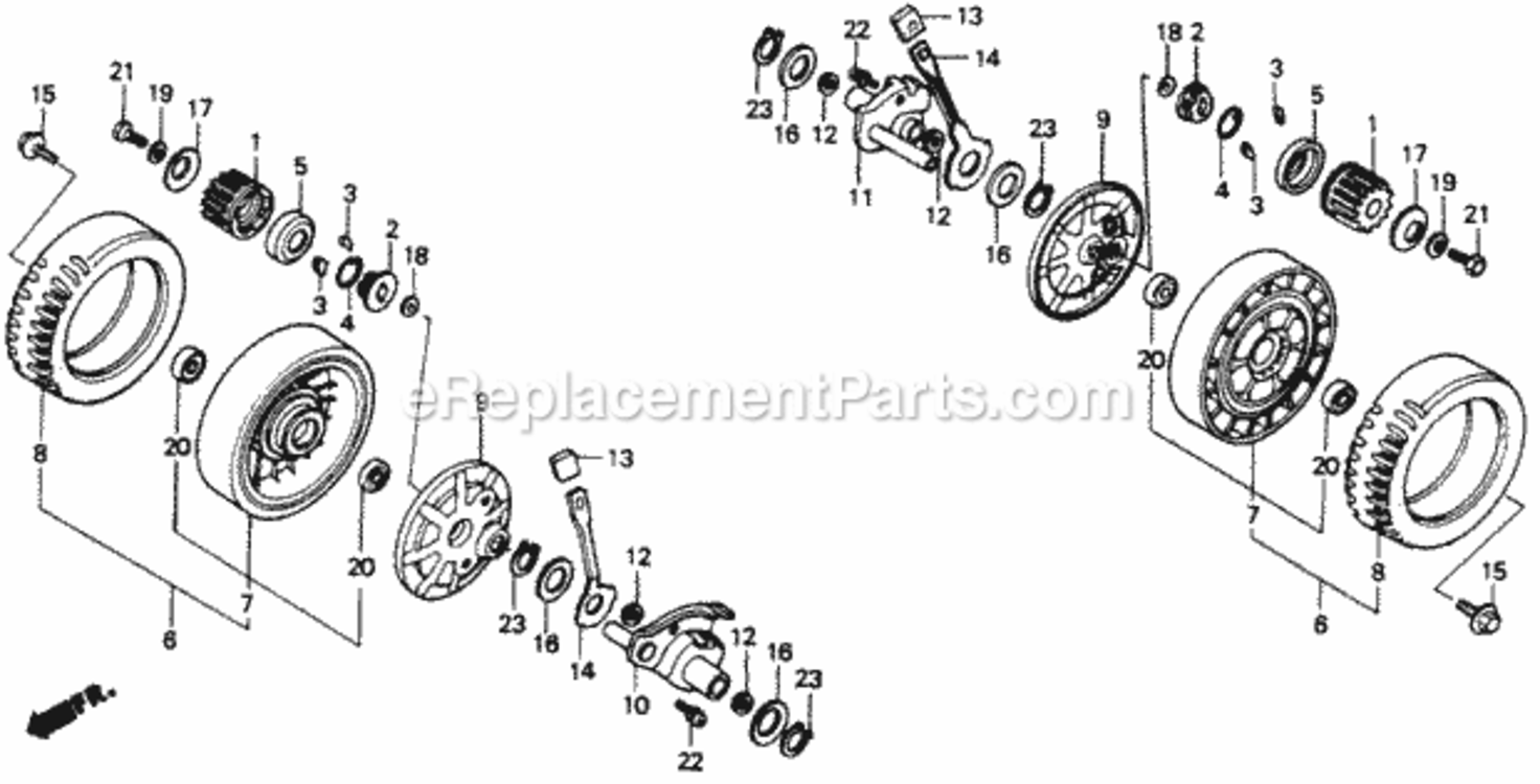 Rear Wheel (S Type) Diagram and Parts List for Type SAVIN# VA2-6000001 Honda Lawn Mower