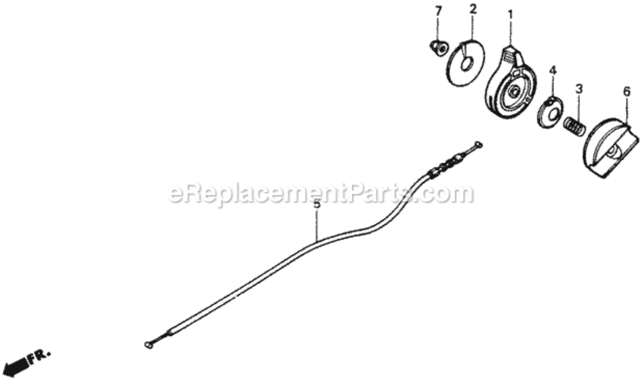 Throttle Lever Diagram and Parts List for Type SVAVIN# VA2-6000001 Honda Lawn Mower