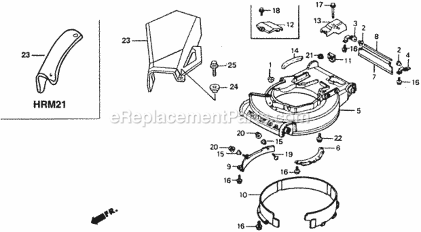 Cutter Housing Diagram and Parts List for Type SVAVIN# VA2-6000001 Honda Lawn Mower