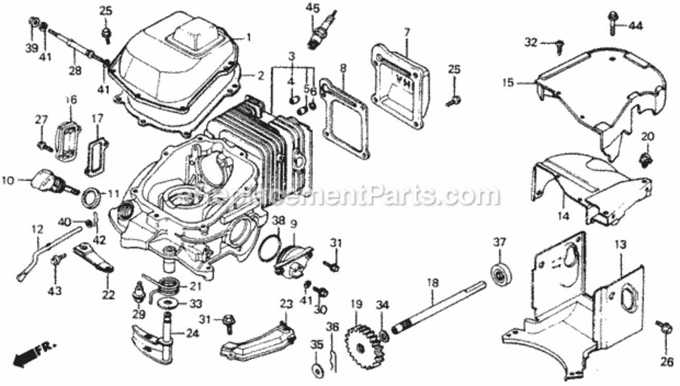 Cylinder Diagram and Parts List for Type SVAVIN# VA2-6000001 Honda Lawn Mower