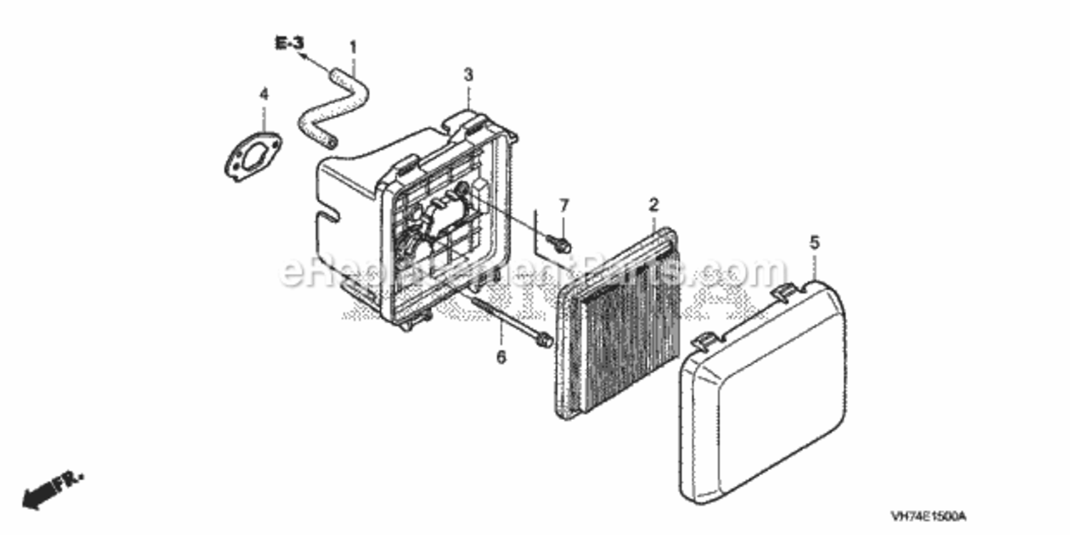 Air Cleaner Diagram and Parts List for Type HXAAVIN# MAGA-1500001 Honda Lawn Mower