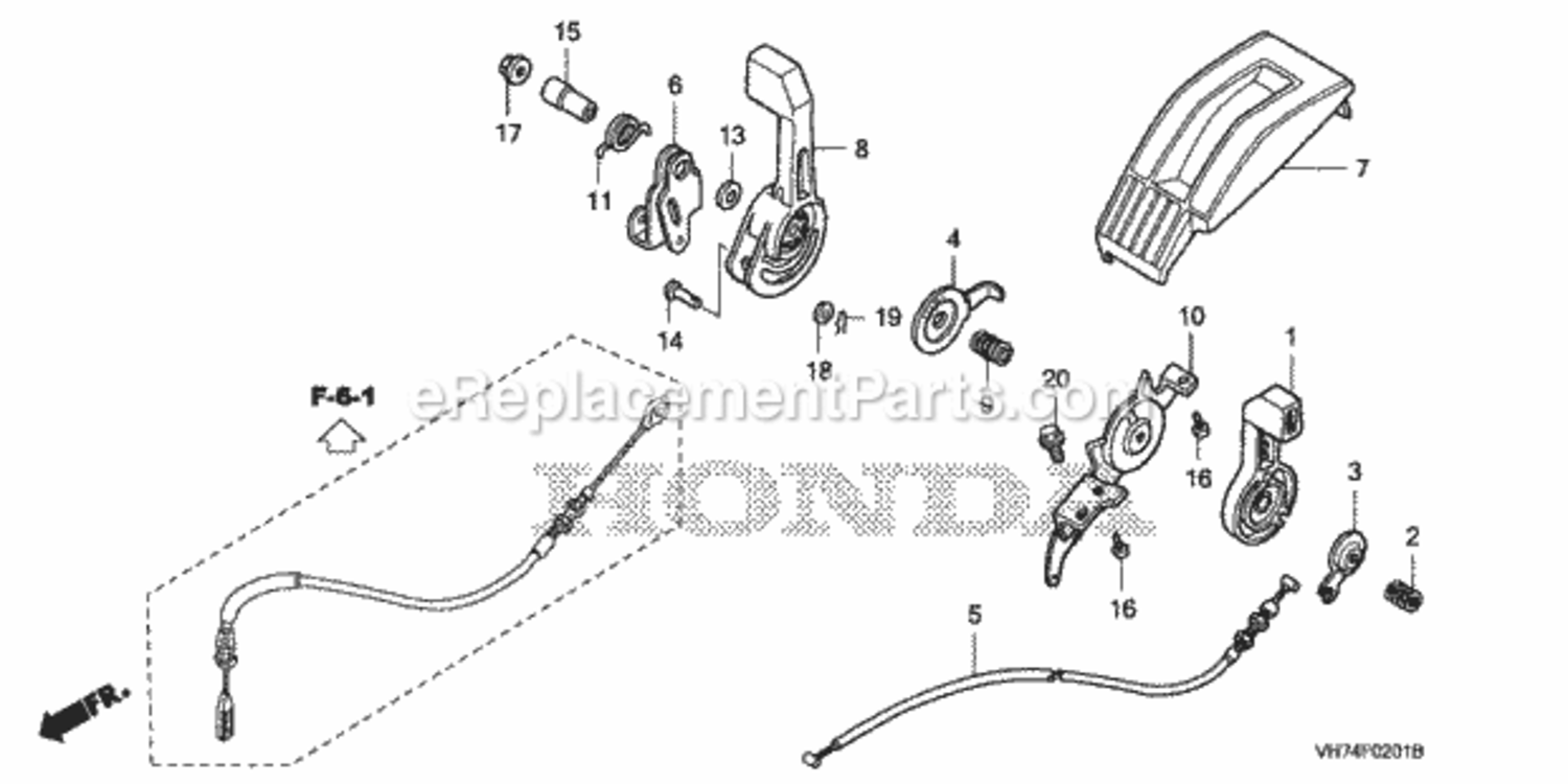 Throttle Lever 2 Diagram and Parts List for Type HXAAVIN# MAGA-1500001 Honda Lawn Mower