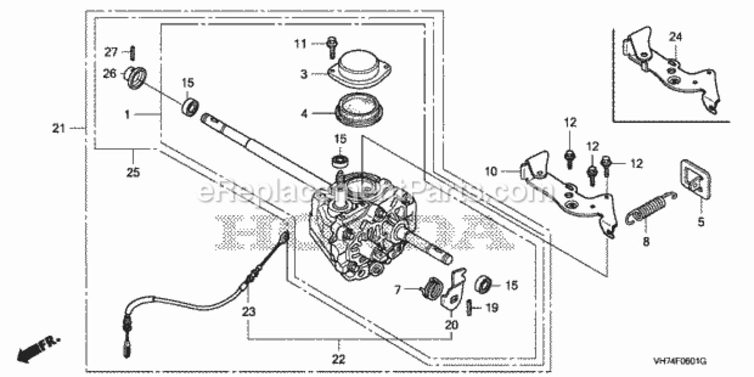 Transmission 2 Diagram and Parts List for Type HXAAVIN# MAGA-1500001 Honda Lawn Mower