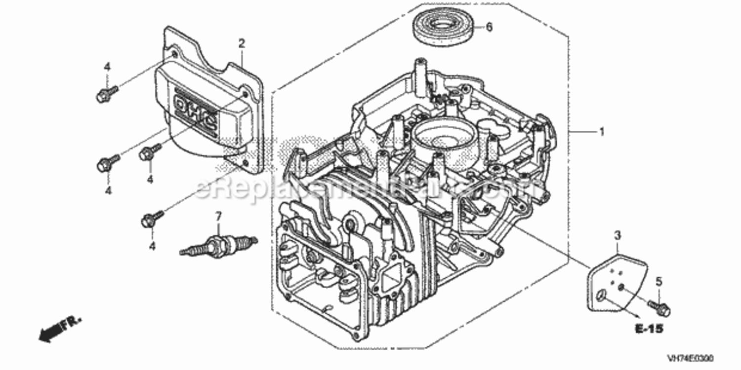 Cylinder Diagram and Parts List for Type HXAAVIN# MAGA-1500001 Honda Lawn Mower