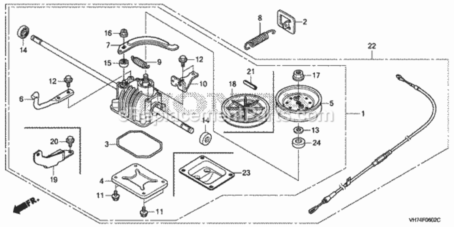 Transmission 3 Diagram and Parts List for Type VKAAVIN# MAGA-1500001 Honda Lawn Mower