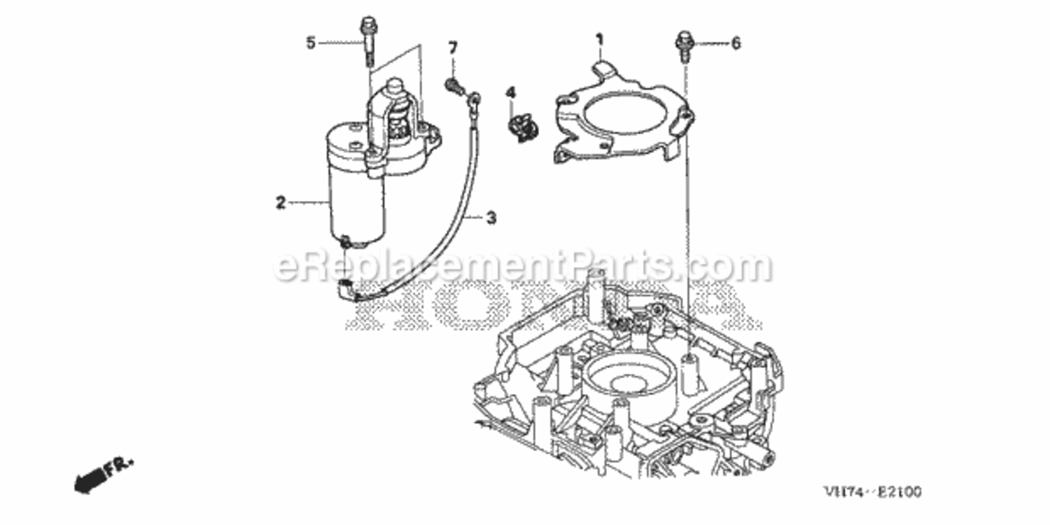 Starter Motor Diagram and Parts List for Type HMAVIN# MAGA-1000001 to MAGA-1299999 Honda Lawn Mower