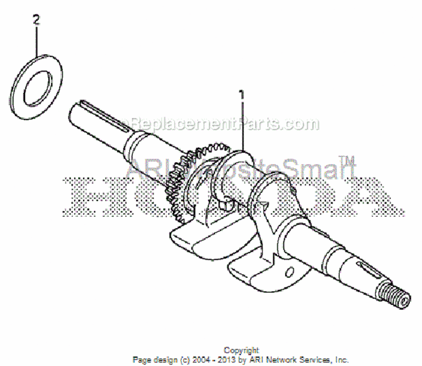 Crankshaft Diagram and Parts List for Type ASAVIN# SZBG-6000001 to SZBG-6099999 Honda Snow Blower