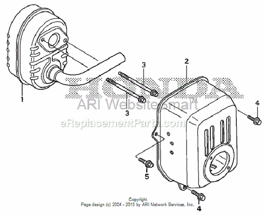 Muffler Diagram and Parts List for Type ASAVIN# SZBG-6000001 to SZBG-6099999 Honda Snow Blower
