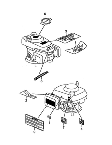Labels Diagram and Parts List for  Honda Engine
