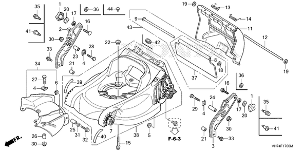 Cutter Housing Diagram and Parts List for (Type  HYAA)(MAMA-1000001 - 9999999) Honda Lawn Mower