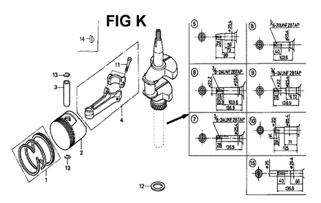 Fig-7 Diagram and Parts List for Type A1 Honda Engine
