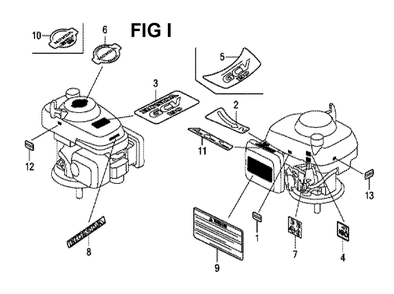 Fig-9 Diagram and Parts List for Type G5BR Honda Engine