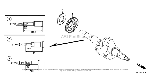 Crankshaft (2) Diagram and Parts List for (typeQTT)(GCAAA-1496157) Honda Engine