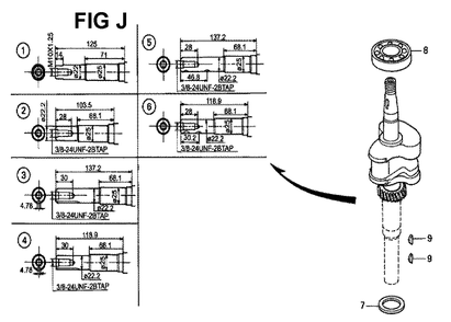 Fig-6 Diagram and Parts List for Type A1K6 Honda Engine
