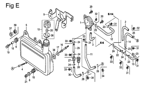 Fig-5 Diagram and Parts List for Type SHE1 Honda Engine