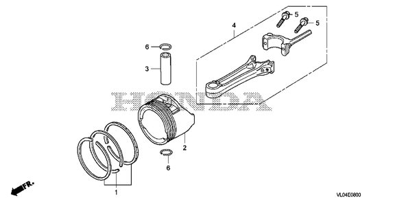 Piston-Connecting Rod Diagram and Parts List for (Type  VLAA)(MZCG-1660001 - 1760000) Honda Lawn Mower