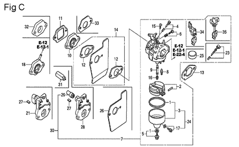 Fig-3 Diagram and Parts List for Type N7A1 Honda Engine