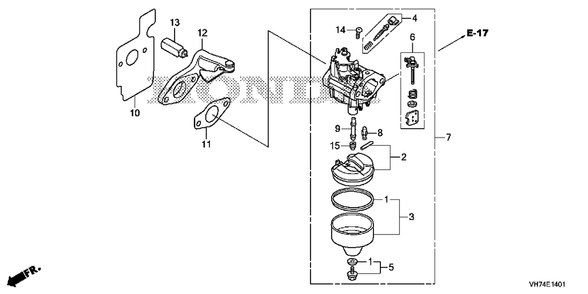 Carburetor (Hrx217k6) Diagram and Parts List for (Type  HYAA)(MAMA-1000001 - 9999999) Honda Lawn Mower