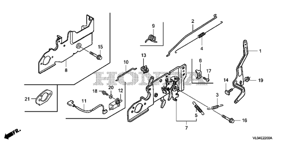 Control Diagram and Parts List for (Type  VLAA)(MZCG-1660001 - 1760000) Honda Lawn Mower