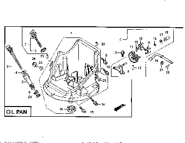 Oil pan Diagram and Parts List for  Honda Engine
