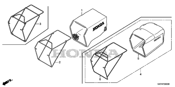 Grass Bag Diagram and Parts List for (Type  HYAA)(MAMA-1000001 - 9999999) Honda Lawn Mower