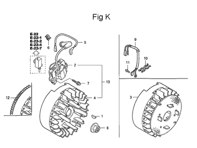 Fig-11 Diagram and Parts List for Type QHA1 Honda Engine