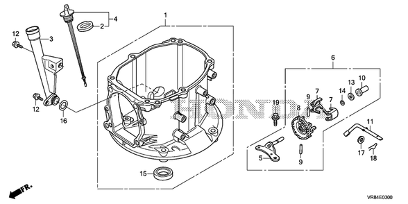 Crankcase Diagram and Parts List for (Type  VLA)(MANA-1000001 - 9999999) Honda Lawn Mower