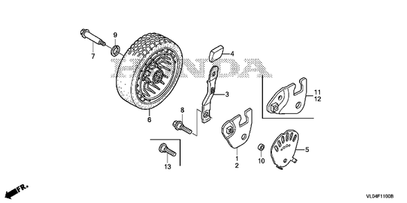 Front Wheel (1) Diagram and Parts List for (Type  VLAA)(MZCG-1660001 - 1760000) Honda Lawn Mower