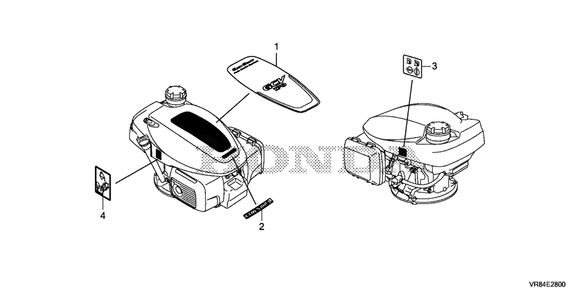 Label Diagram and Parts List for (Type  VLA)(MANA-1000001 - 9999999) Honda Lawn Mower