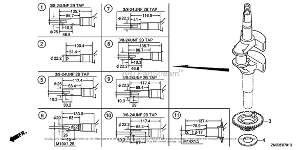 Crankshaft (2) Diagram and Parts List for (typeSBA)(GJARA-1000001) Honda Engine