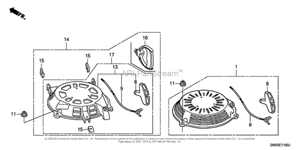 Recoil Starter(2) Diagram and Parts List for (typeA2A9)(GJAAE-2075803) Honda Engine