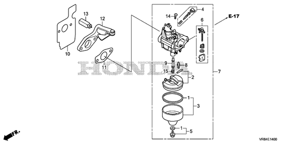 Carburetor Diagram and Parts List for (Type  VLA)(MANA-1000001 - 9999999) Honda Lawn Mower