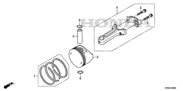 Piston-Connecting Rod Diagram and Parts List for (Type  VLA)(MANA-1000001 - 9999999) Honda Lawn Mower
