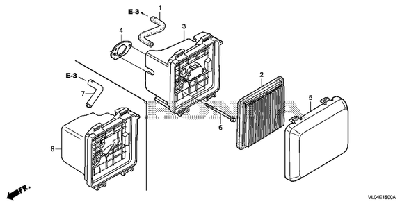 Air Cleaner Diagram and Parts List for (Type  VLAA)(MZCG-1660001 - 1760000) Honda Lawn Mower
