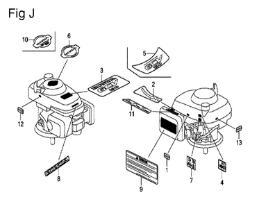 Fig-10 Diagram and Parts List for Type N5AP Honda Engine