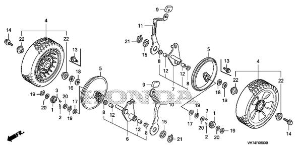 Rear Wheel Diagram and Parts List for (Type  HYAA)(MAMA-1000001 - 9999999) Honda Lawn Mower