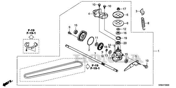 Transmission Diagram and Parts List for (Type  VLA)(MANA-1000001 - 9999999) Honda Lawn Mower
