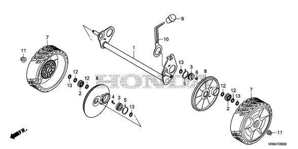 Rear Wheel Diagram and Parts List for (Type  VLA)(MANA-1000001 - 9999999) Honda Lawn Mower