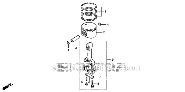 Piston  Connecting Rod Diagram and Parts List for A2B Honda Generator
