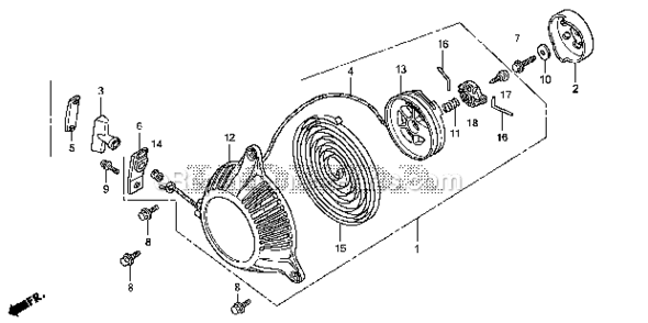 Recoil Starter Diagram and Parts List for A2B Honda Generator