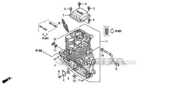 Cylinder Diagram and Parts List for A2B Honda Generator