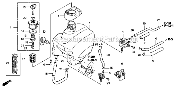 Fuel Tank Diagram and Parts List for A2B Honda Generator